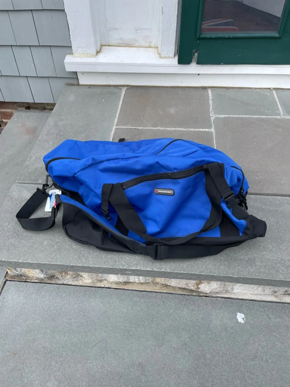 Blue Travel Duffel Bag with Shoulder Strap